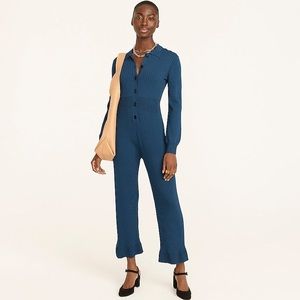 J.Crew NWT ribbed cropped jumpsuit size medium blue